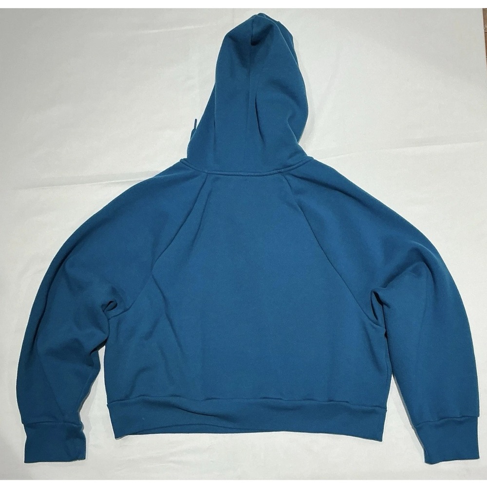 Victorias Secret Crop Hoodie Womens XL Blue Lace Up Fleece Lined - Picture 2 of 6